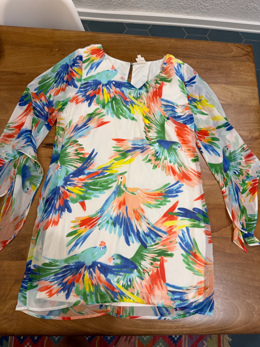 Pink Owl Multicolor Parrot-Print Tunic Top Size Large